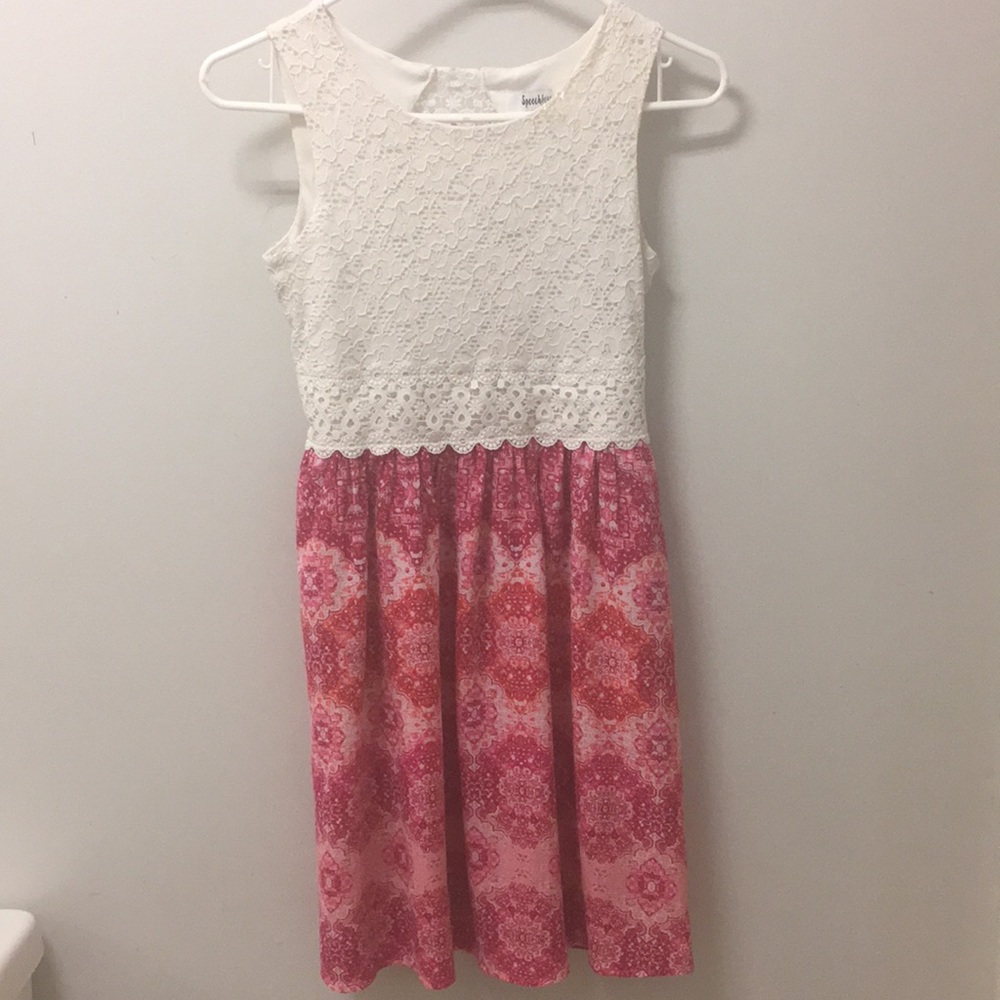 Speechless Kids White and Pink Dress